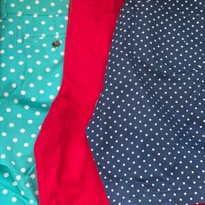 Kim Rogers Blue and Red Bermuda Shorts